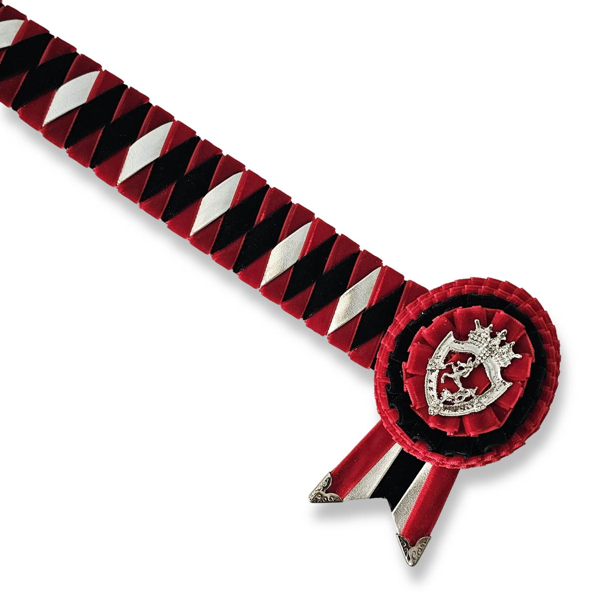 Red, Black & Silver Velvet Diamond Browband Classique Equine