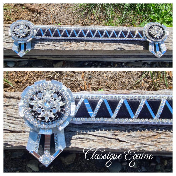 Black & Silver Mirror Sharkstooth Browband