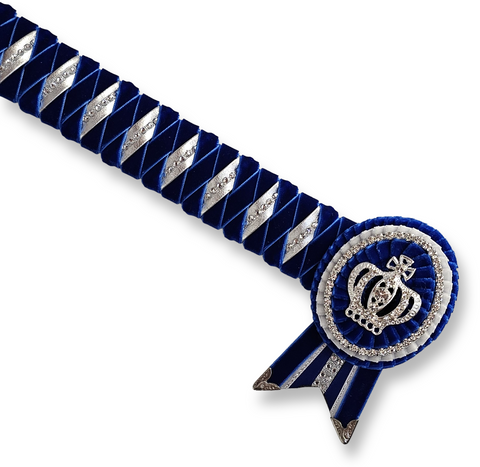 Royal, White & Silver Velvet Diamond Browband