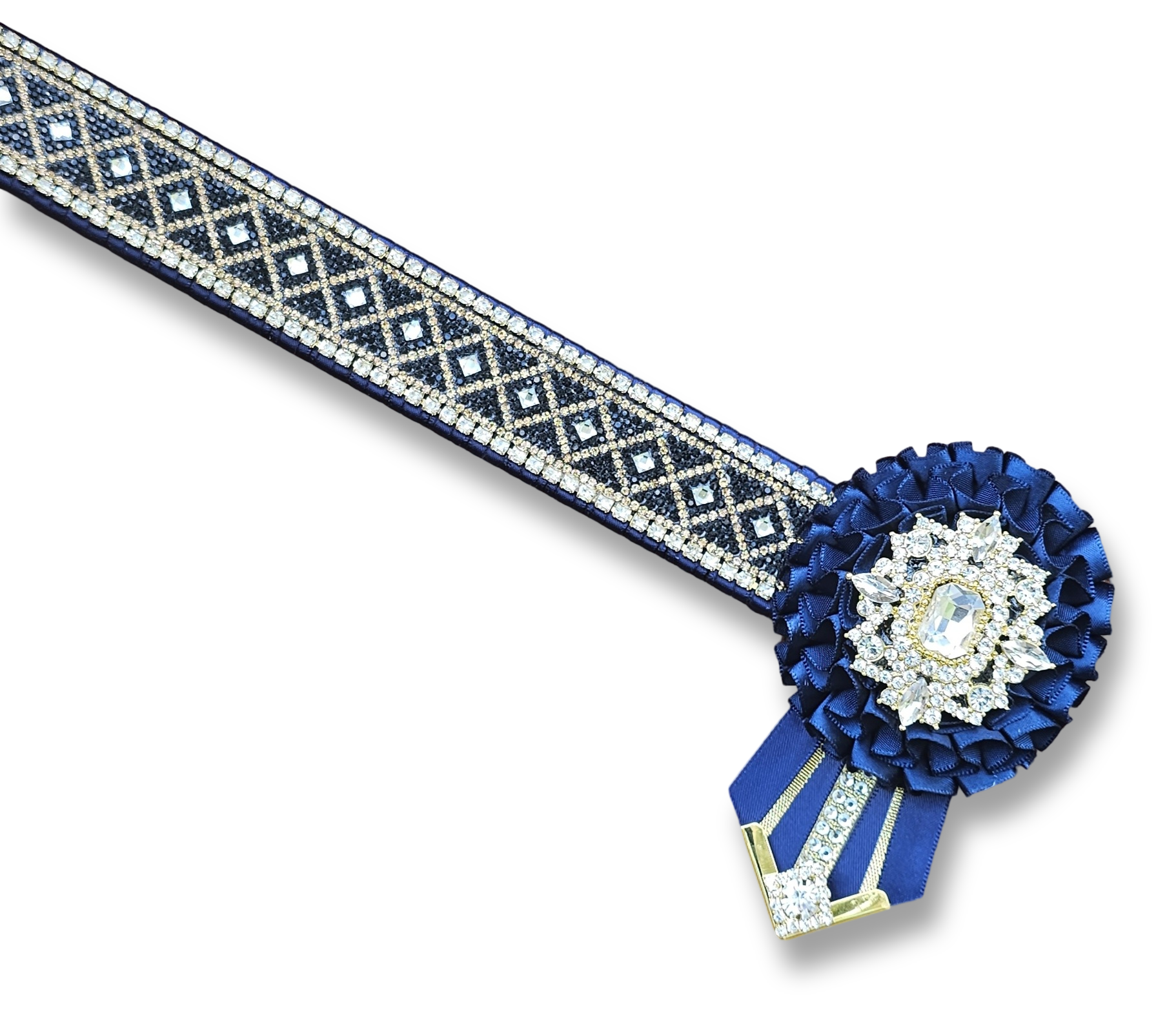 Navy & Gold Crystal Diamond Browband