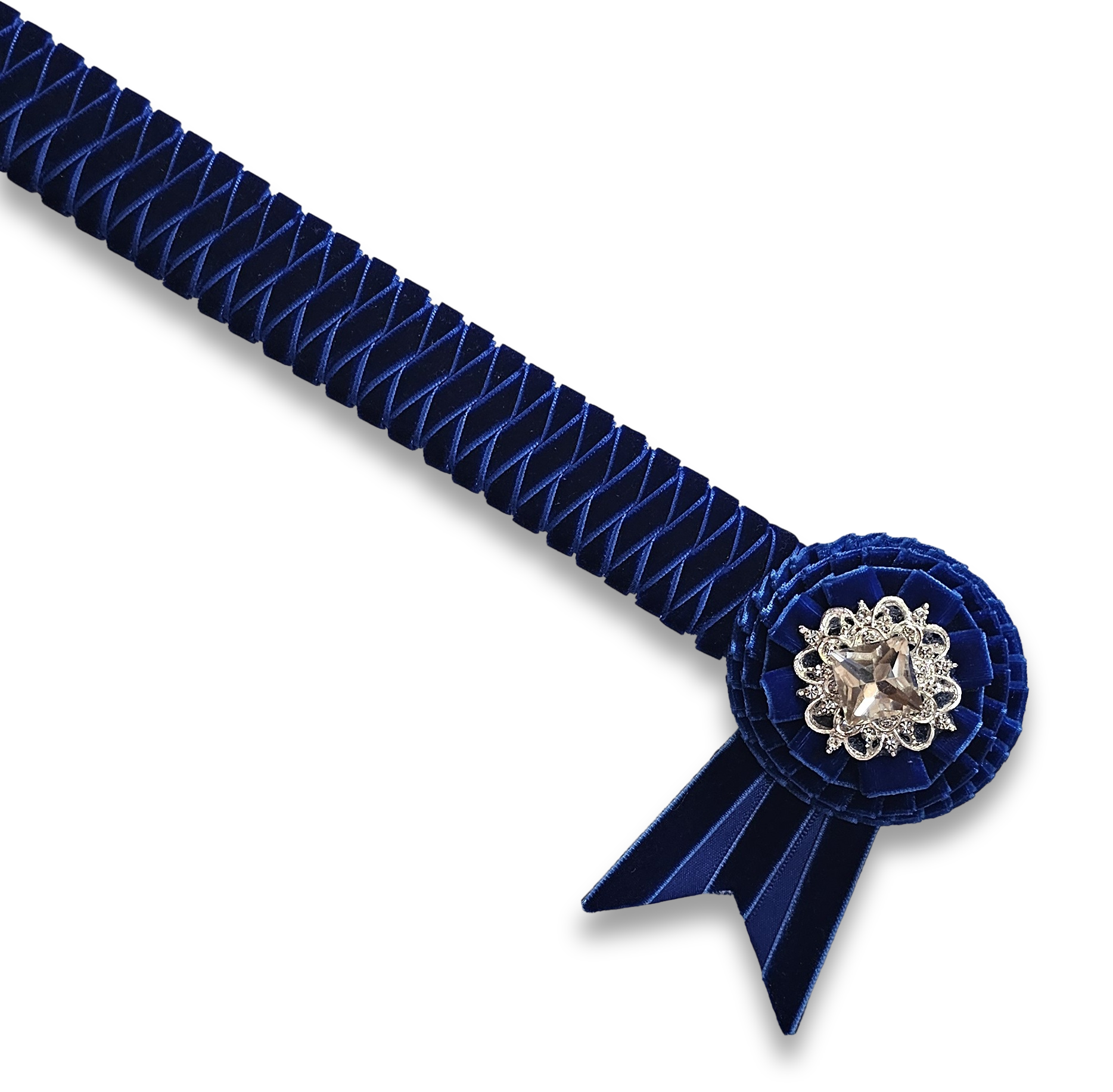 14.5" Royal Blue Velvet Diamond Browband