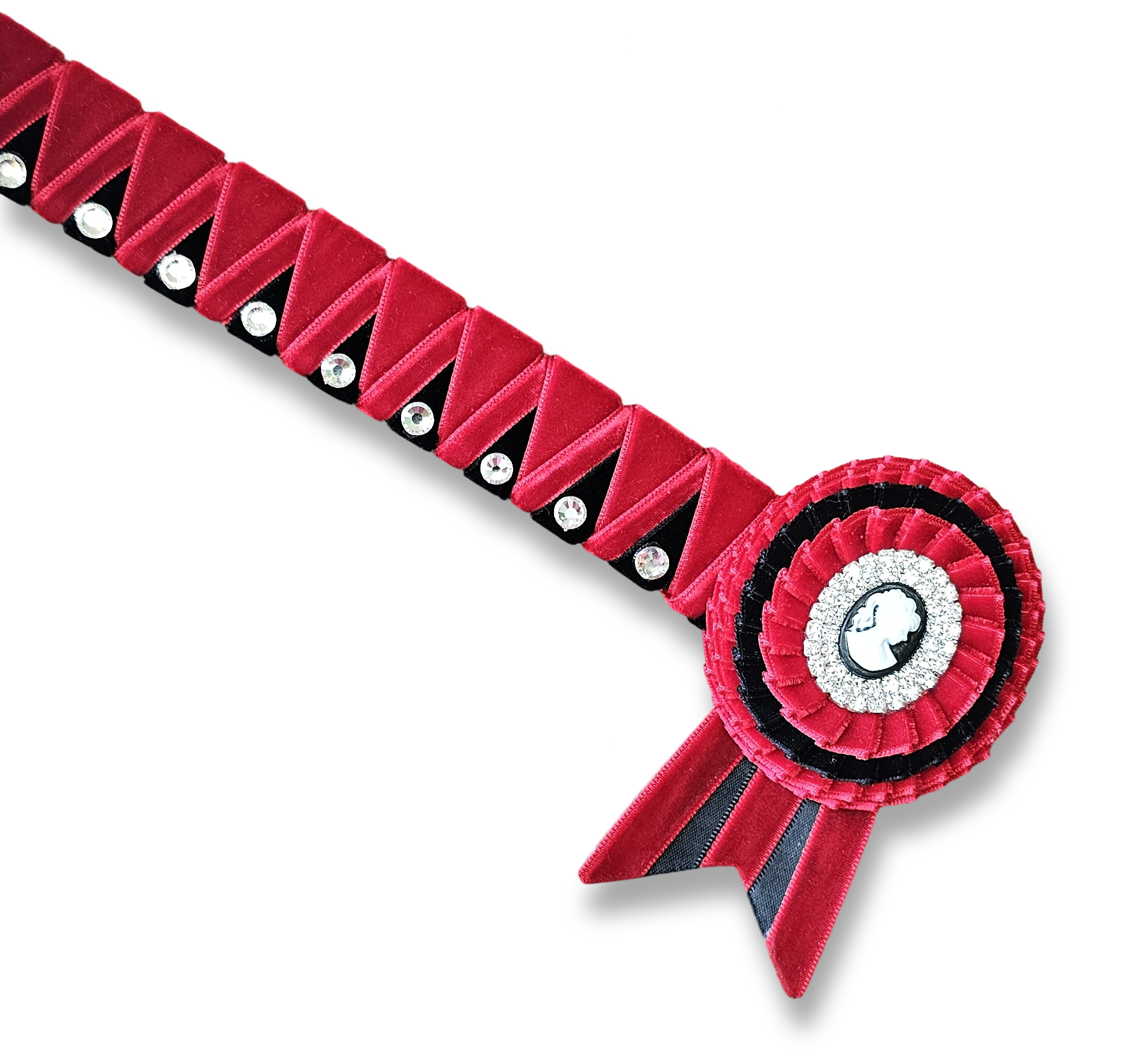 Red & Black Velvet Sharkstooth Browband