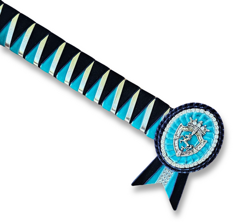 Navy, Turquoise & Silver Velvet Sharkstooth Browband