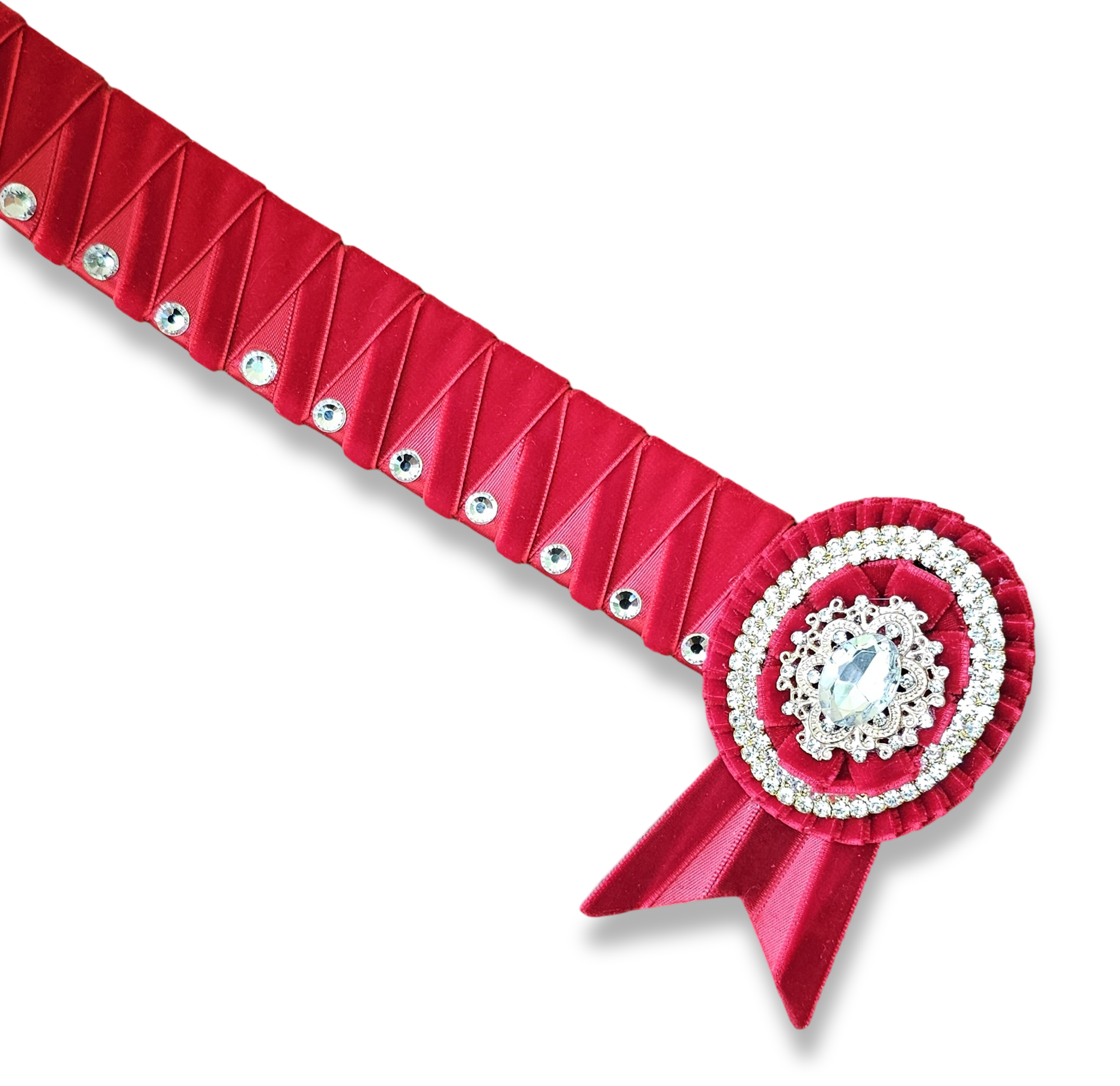 14.5" Red & Gold Velvet Sharkstooth Browband