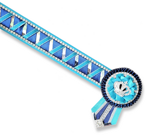 16" Turquoise, Navy & Silver Crystal Sharkstooth Browband