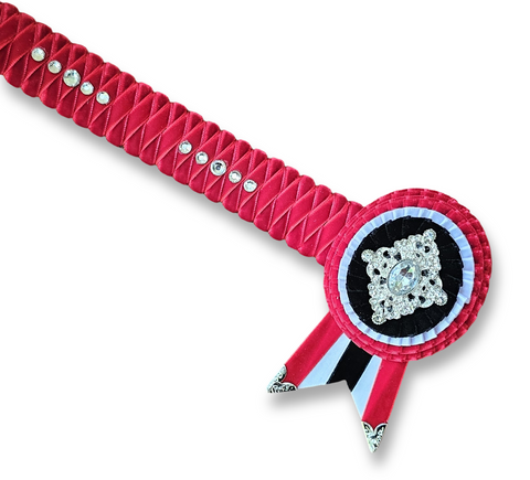13.5" Red, White & Black Velvet Diamond Browband