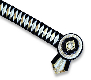 Navy, White & Gold Velvet Diamond Browband