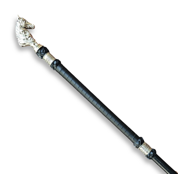 55cm 'A Girl & Her Horse' Show Cane - Black & Silver