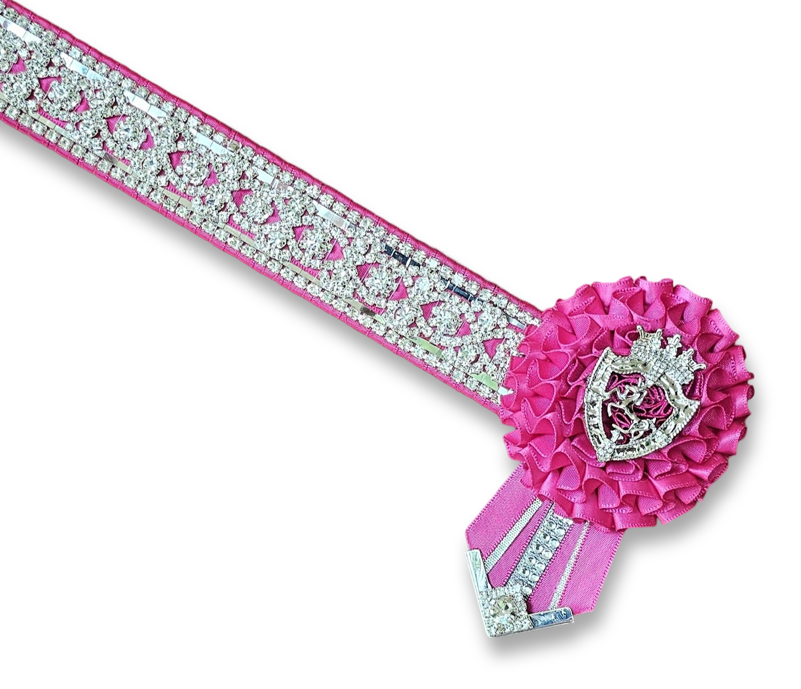 Fuchsia & Silver Crystal Chain Browband