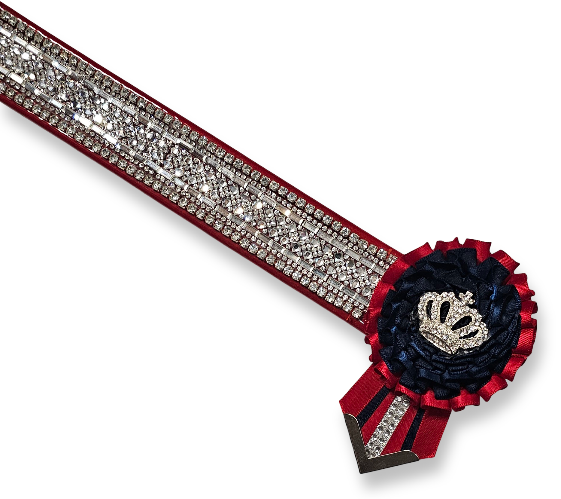 16" Red, Navy & Silver Crystal Show Browband