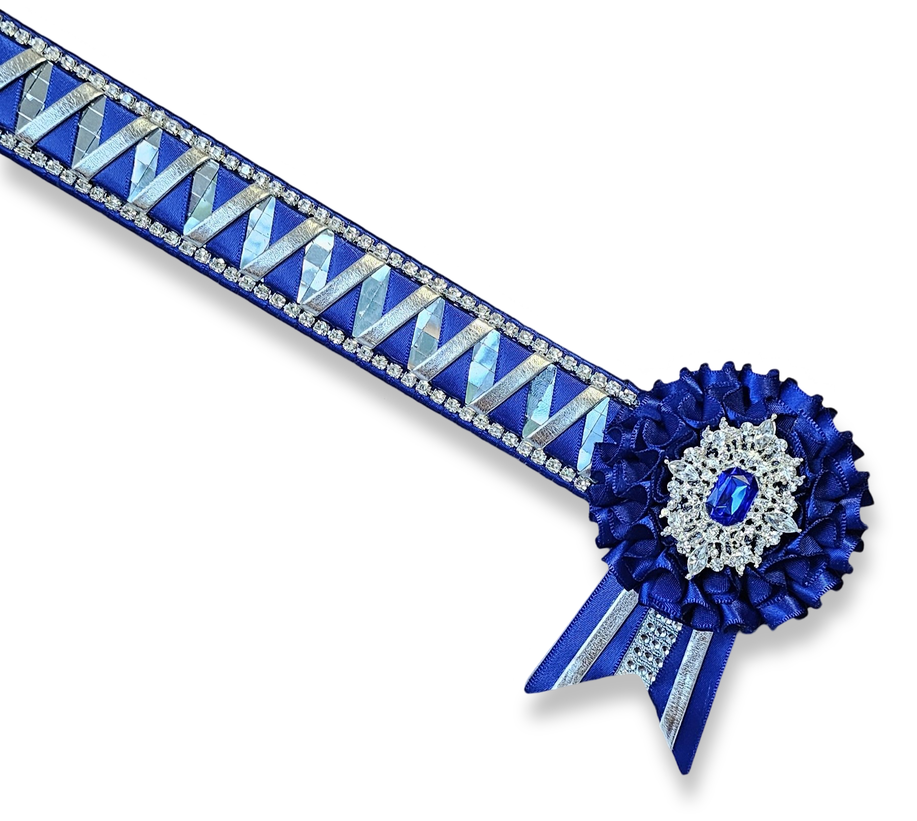 15.5" Royal Blue & Silver Mirror Sharkstooth Browband