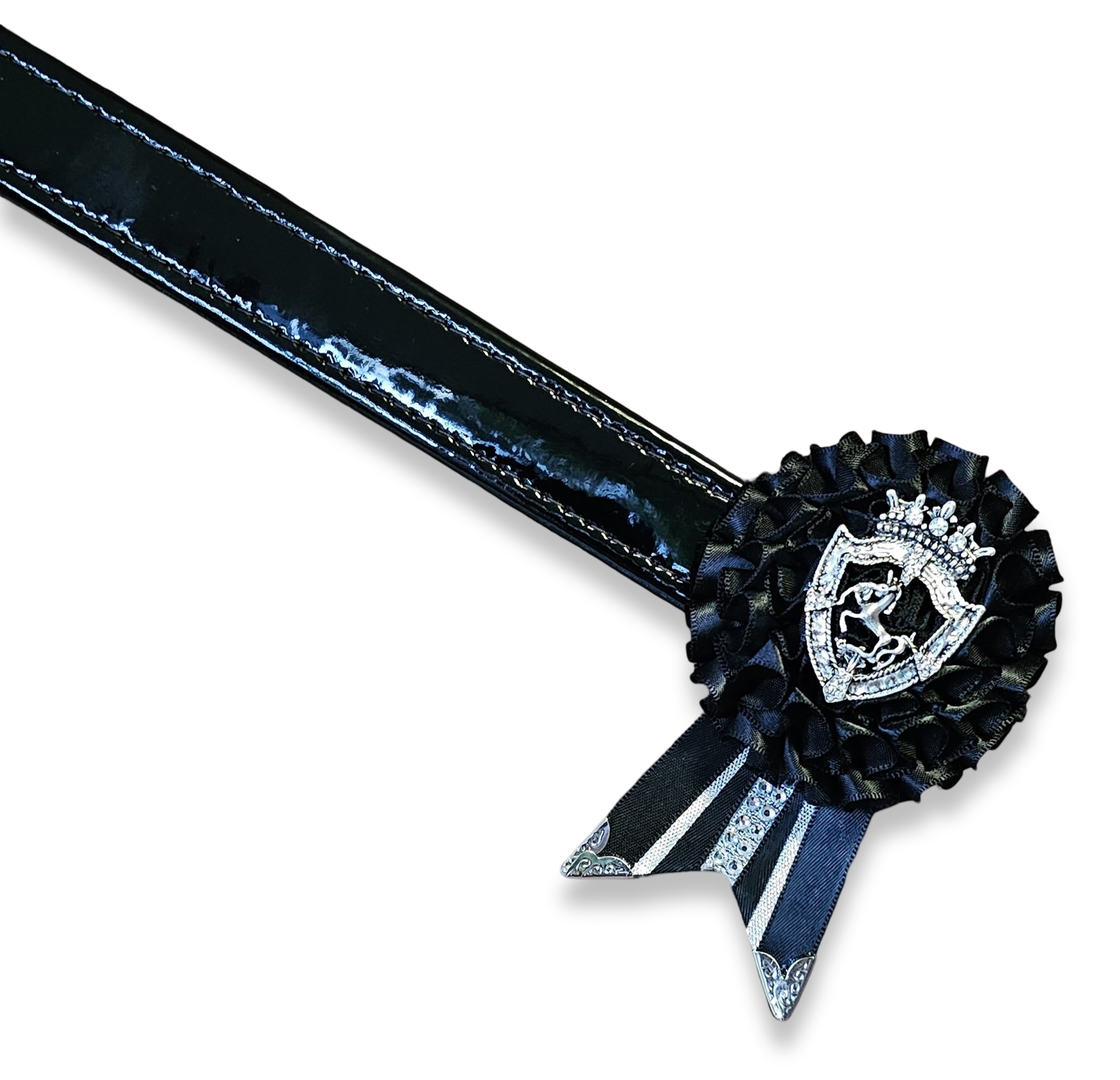 13.5" Black & Silver Patent Work Browband