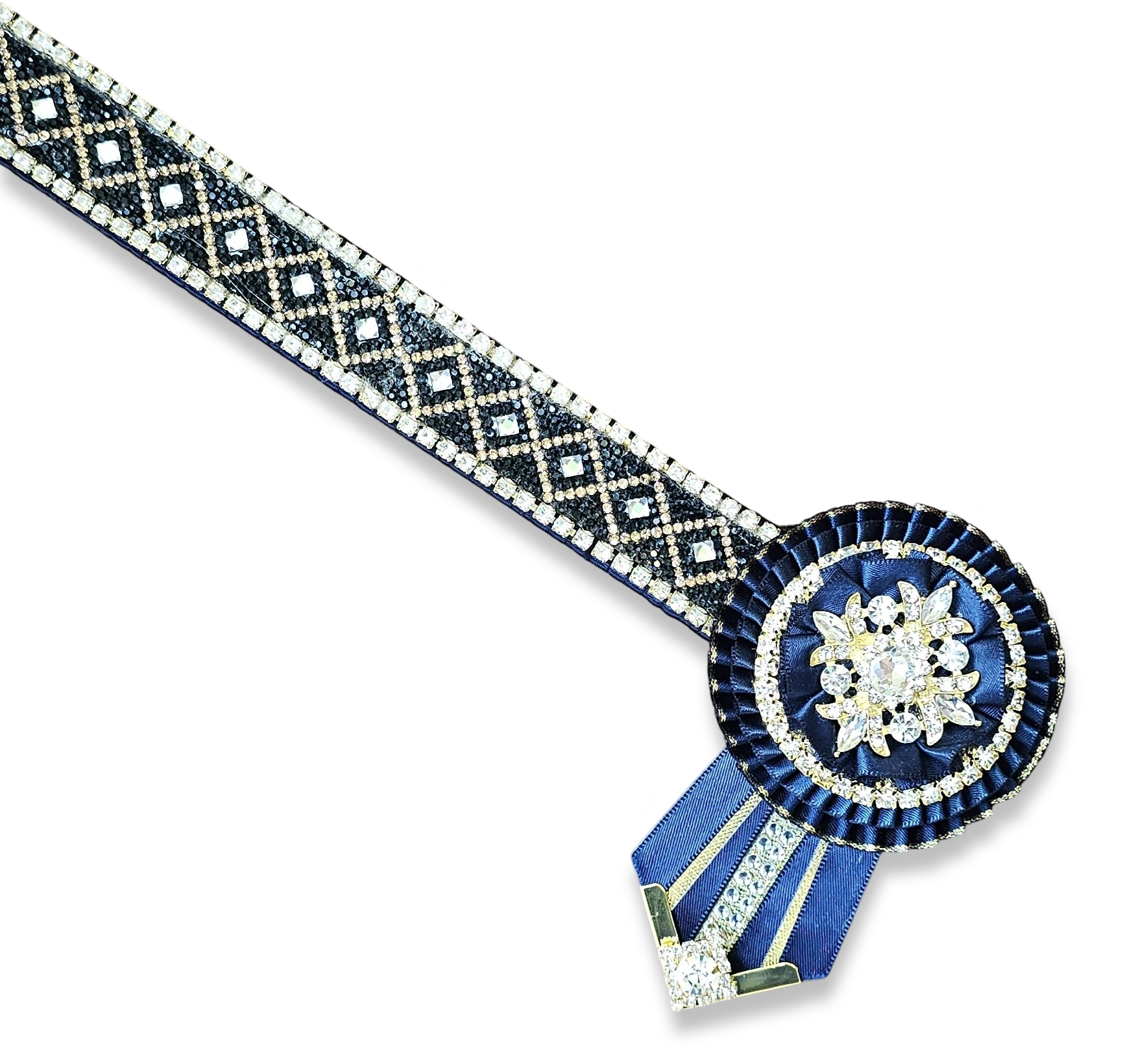 14.5" Navy & Gold Crystal Diamond Browband