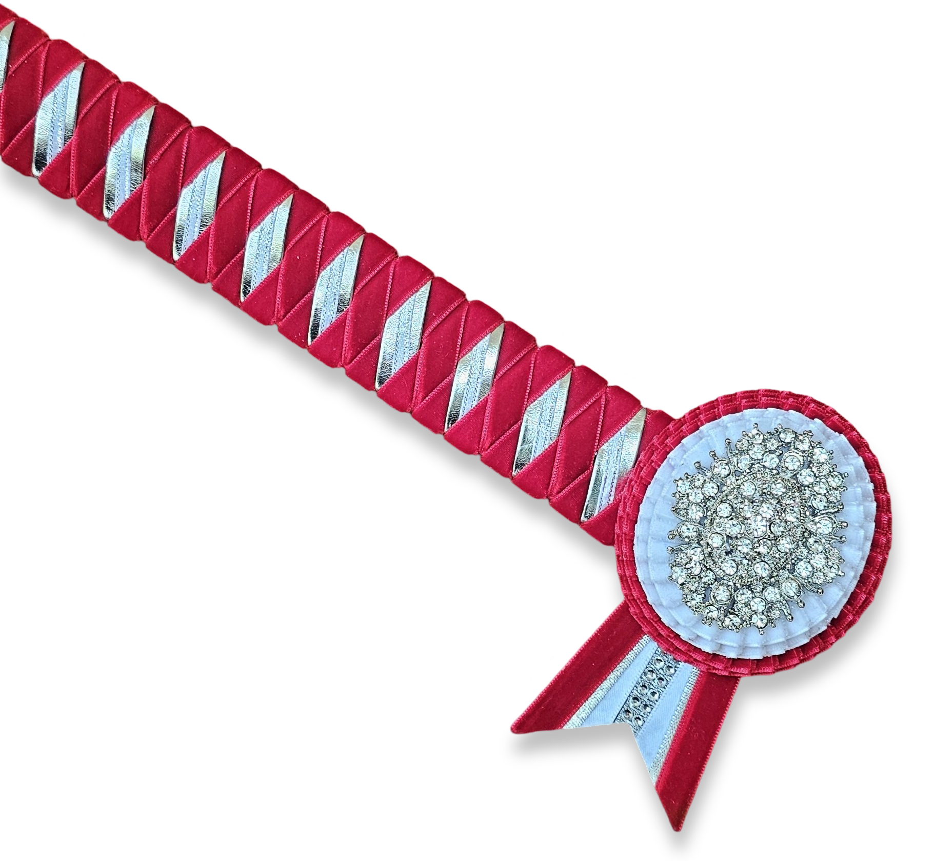 16" Red, White & Silver Velvet Diamond Browband