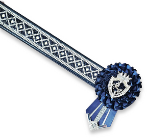 16" Navy & Silver Crystal Diamond Browband