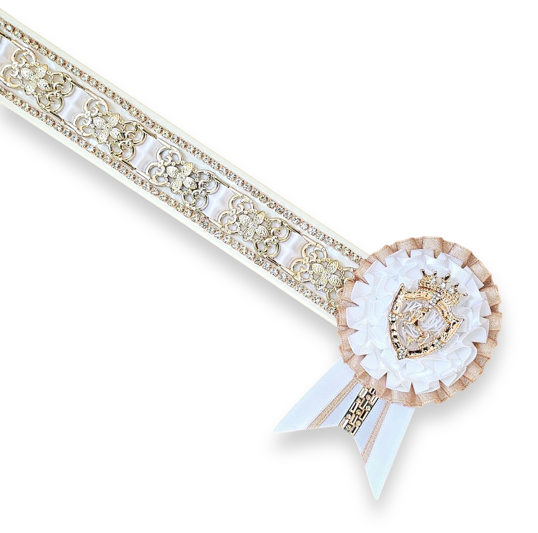 16" White & Rose Gold Vintage Browband