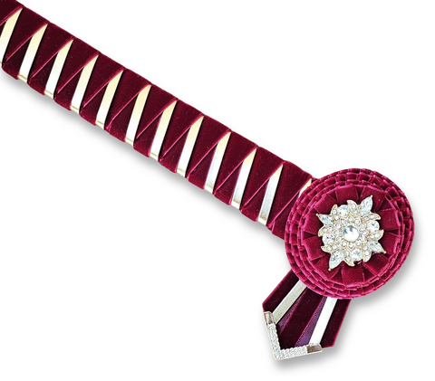 Burgundy & Rose Gold Velvet Sharkstooth Browband