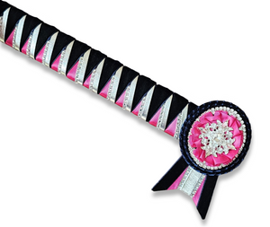 Navy, Fuchsia & Silver Velvet Sharkstooth Browband