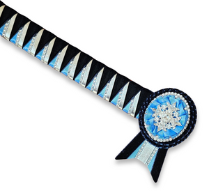 Navy, Cornflower & Silver Velvet Sharkstooth Browband