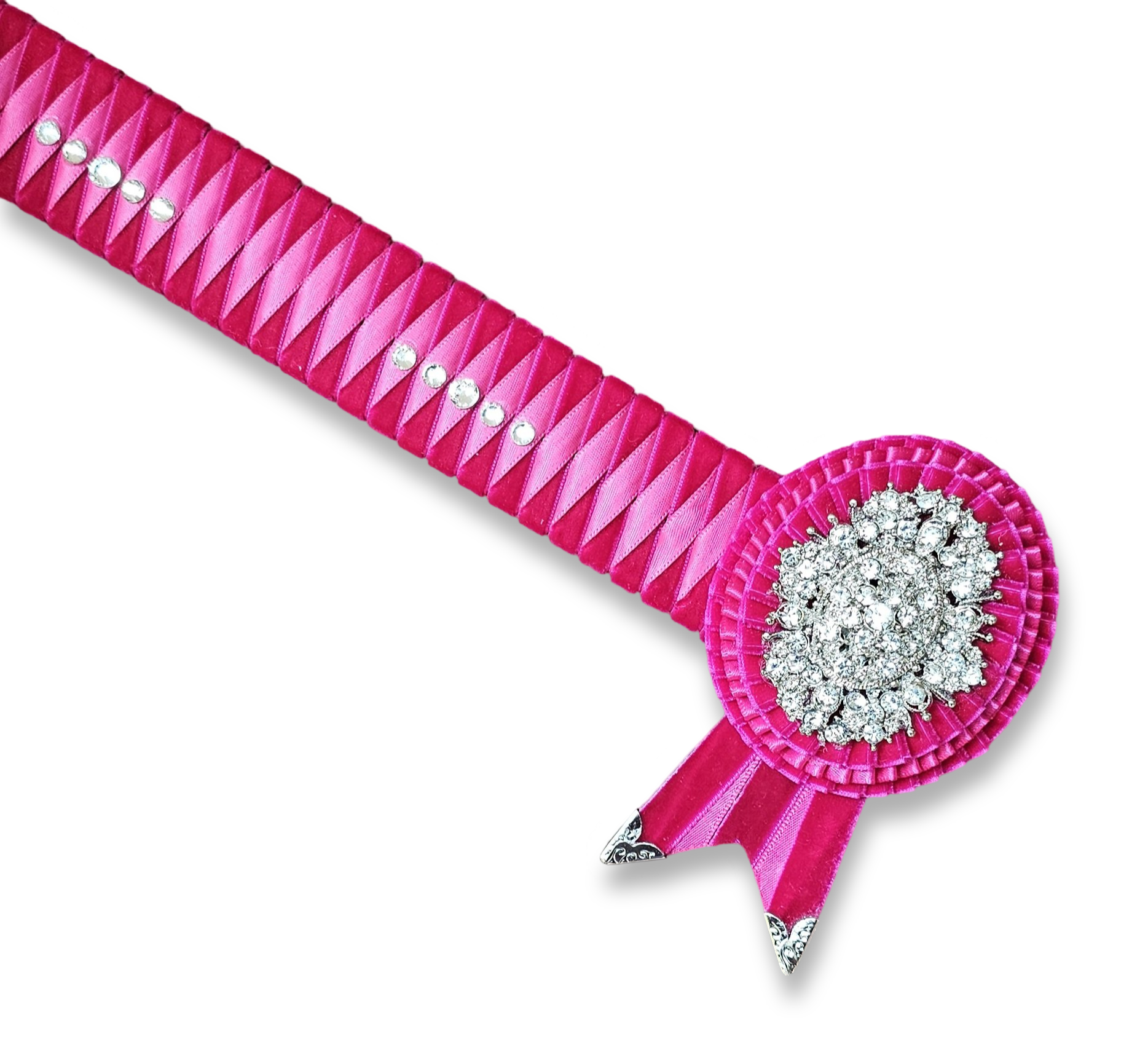 Fuchsia Two Tone Velvet Diamond Browband