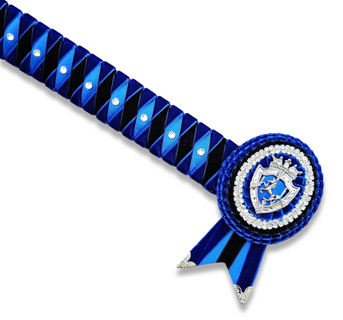 Royal Blue, Navy & Silver Velvet Diamond Browband