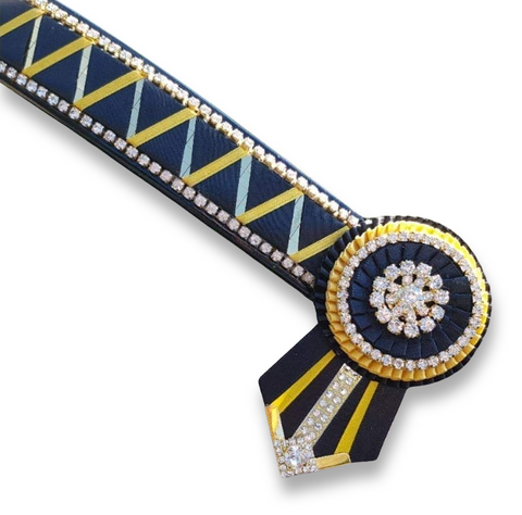 Black, Yellow & Gold Mirror Sharkstooth Browband