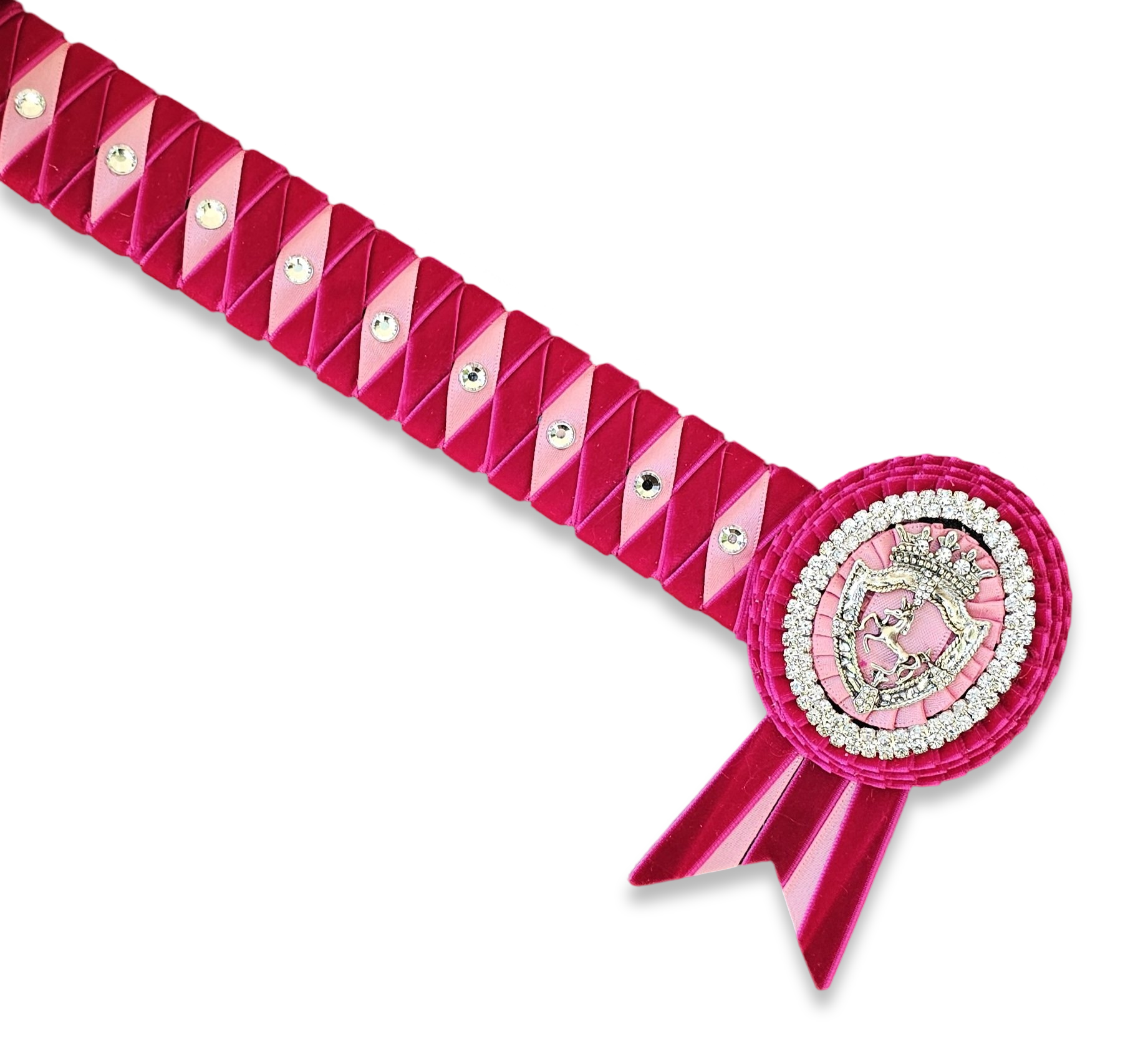 15.5" Fucshia & Baby Pink Velvet Diamond Browband