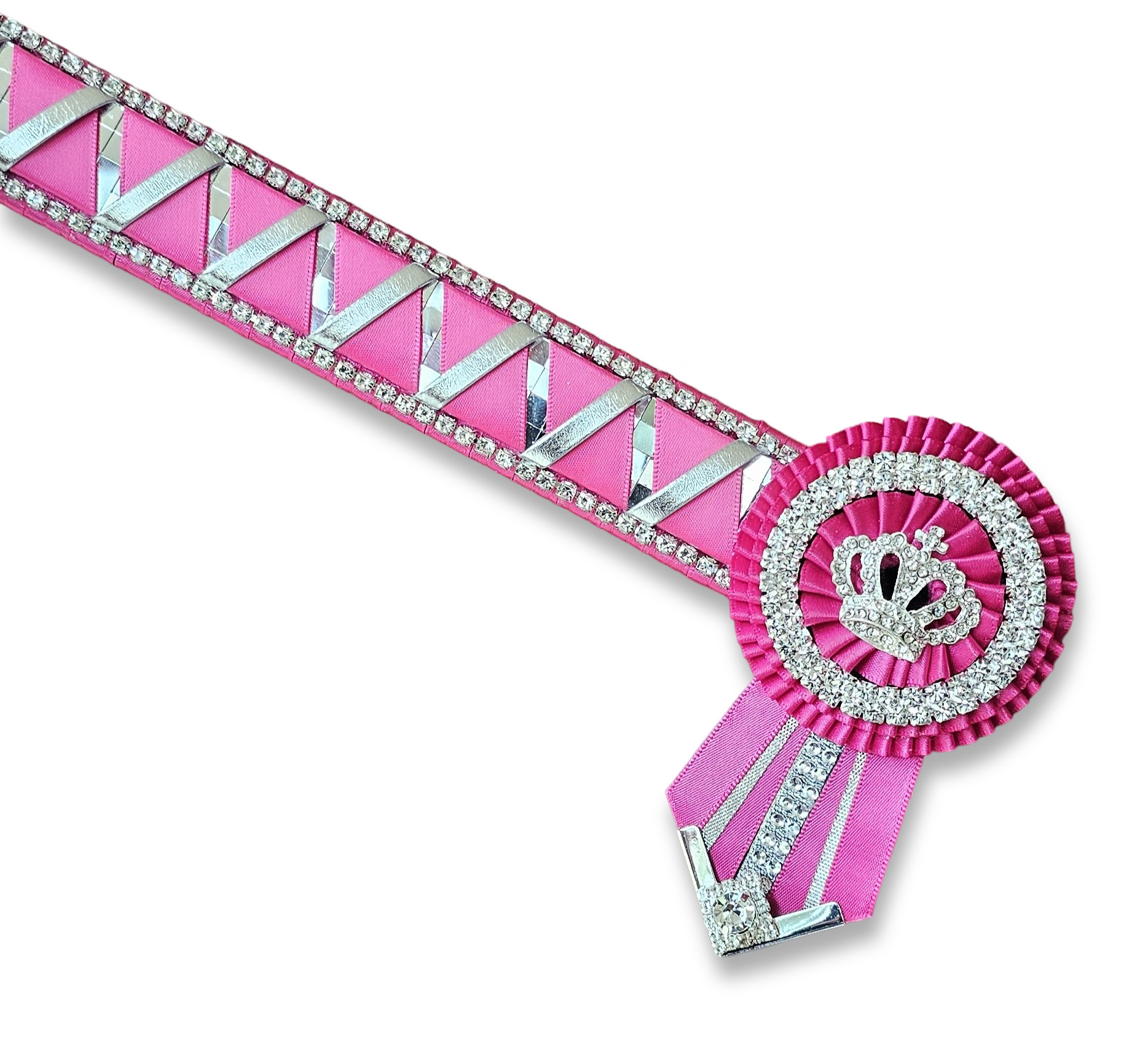 Fuchsia & Silver Crystal Mirror Sharkstooth Browband