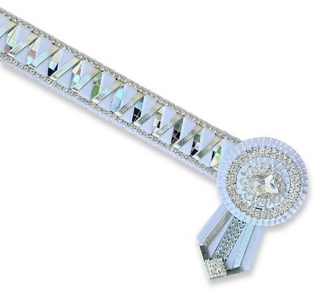 White & Silver Crystal Mirror Sharkstooth Browband