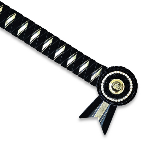 Black & Gold Velvet Diamond Browband