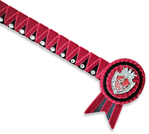 14.5" Red, Black & Silver Velvet Sharkstooth Browband