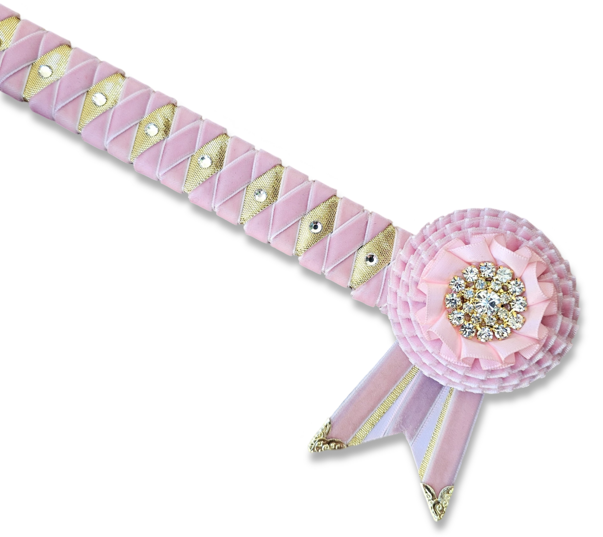 Baby Pink & Gold Velvet Diamond Browband