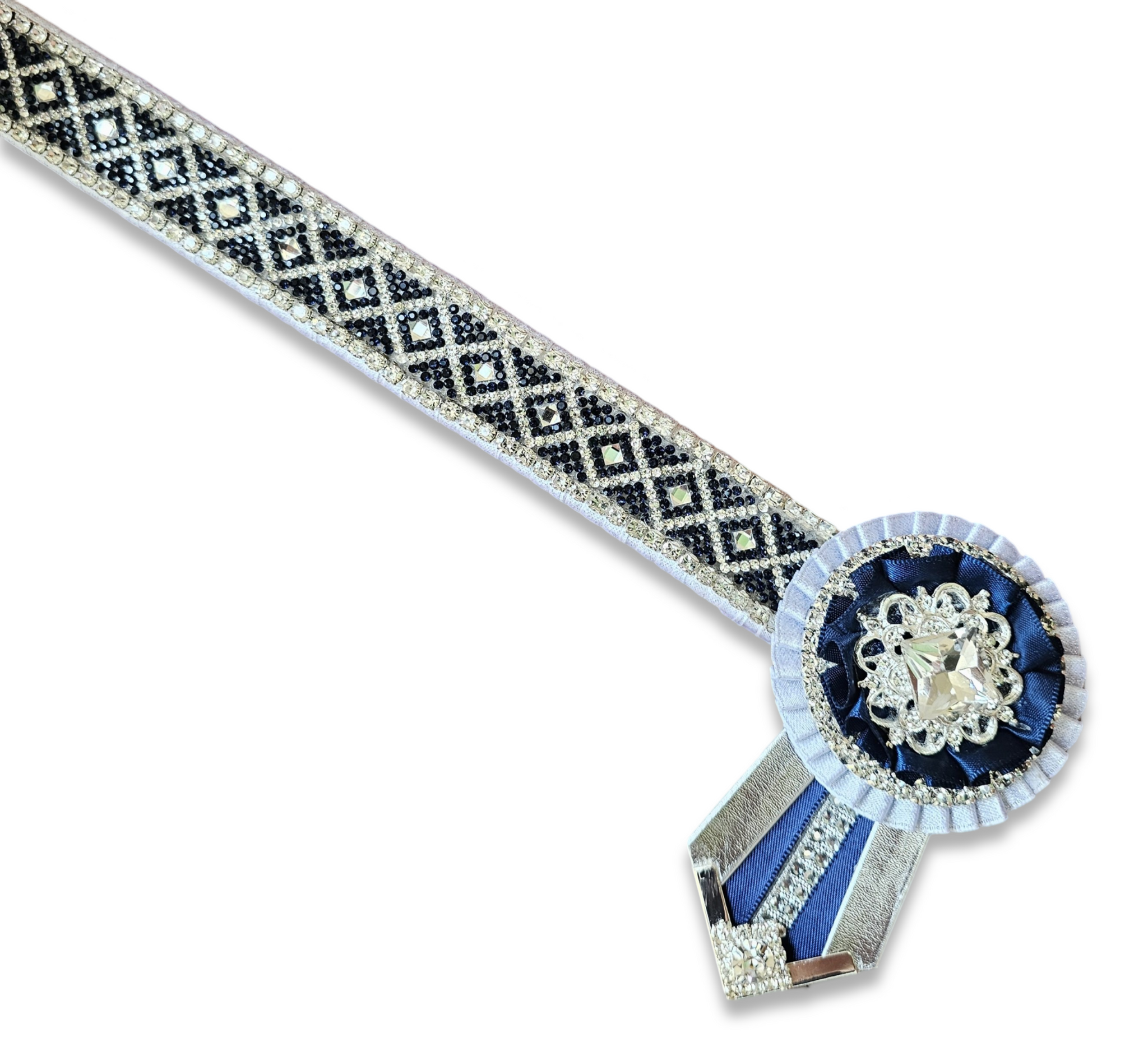 Silver & Navy Crystal Diamond Browband