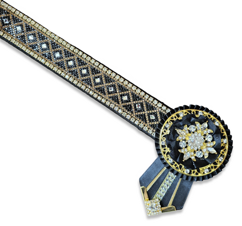 Black & Gold Crystal Diamond Browband