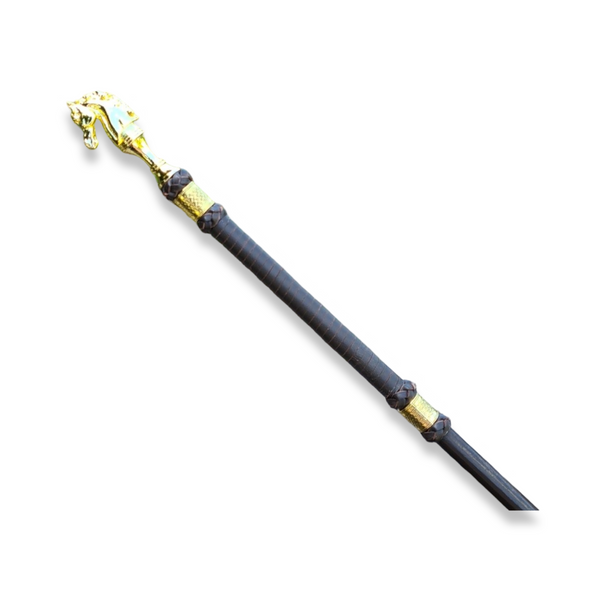 55cm Havana Brown/Gold Horse Head Show Cane