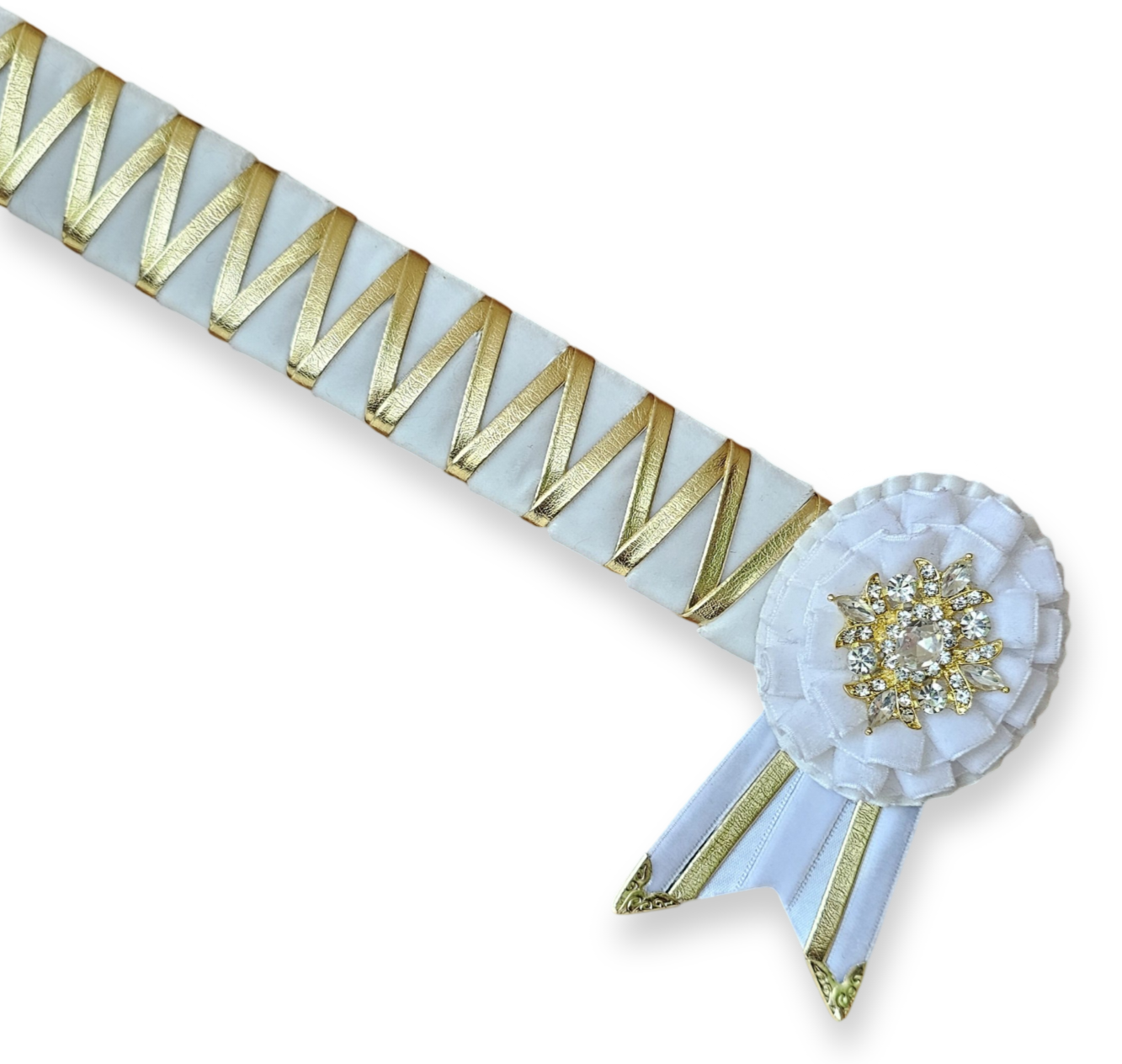 White & Gold Velvet Sharkstooth Browband