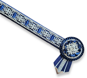 Navy & Silver Crystal Vintage Browband