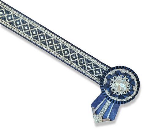 Navy & Silver Crystal Diamond Design