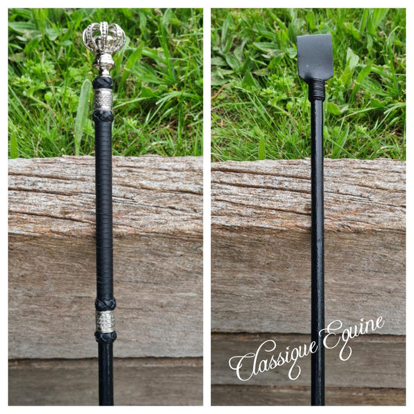 55cm Black & Silver Crown Top Show Cane