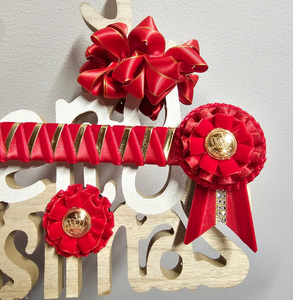 13.5" Red & Gold Velvet Sharkstooth Browband