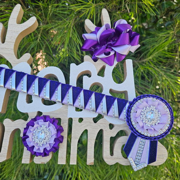 13.5" Purple and Lavender Velvet Sharkstooth Browband