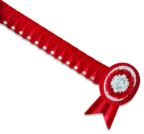 Red & Silver Velvet Sharkstooth Browband