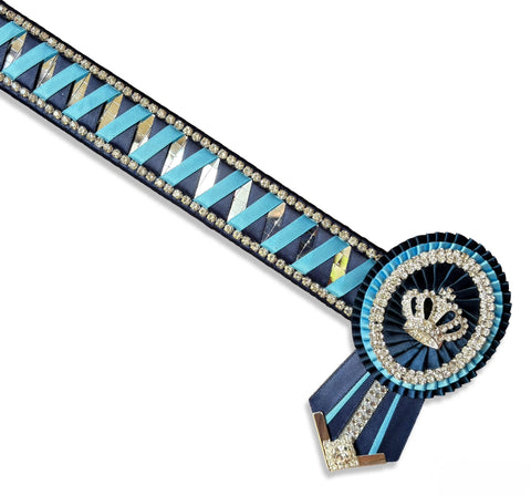 Navy, Skye Blue & Silver Mirror Sharkstooth Browband