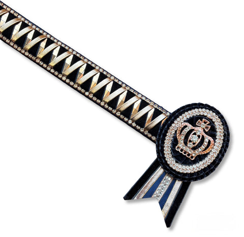15.5” Navy & Rose Gold Velvet Mirror Sharkstooth Browband