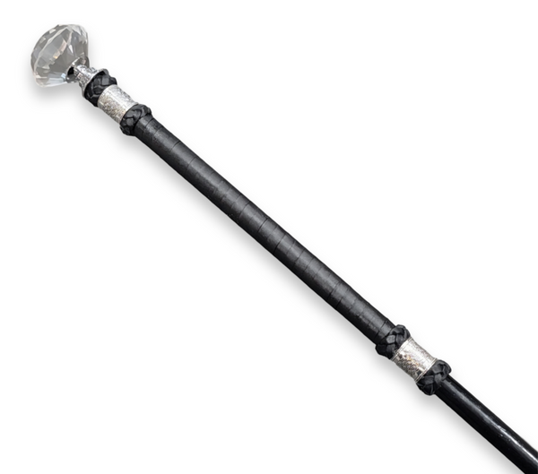 55cm Black & Silver Crystal Top Show Cane