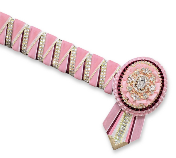 Baby Pink, Burgundy & Gold Velvet Sharkstooth Browband