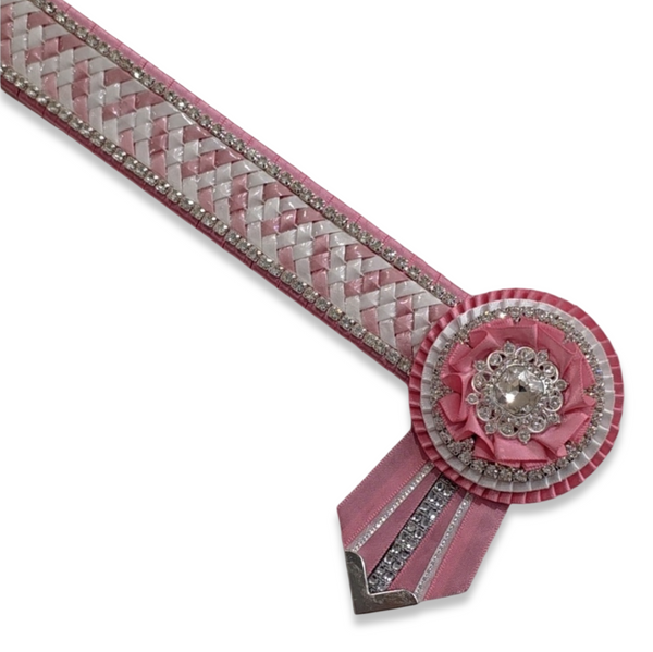 14.5" Candy Pink & White Crystal Braid Browband