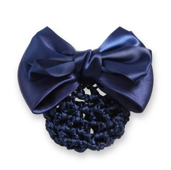Silk Hair Bow with Bun Net - Assorted Colours
