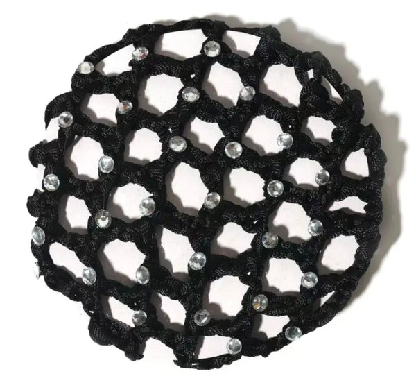 Thick Crystal Bun Net - White & Black