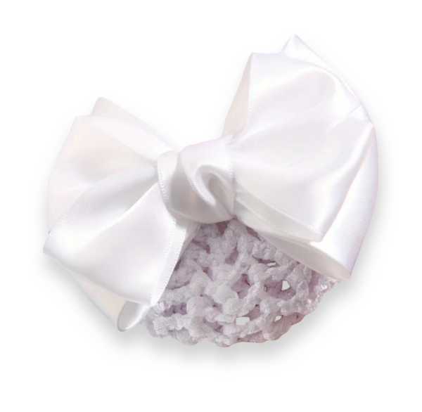 Silk Hair Bow with Bun Net - Assorted Colours